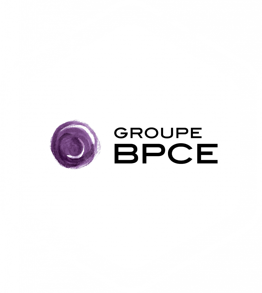 Logo client Groupe BPCE sur forme hexagone blanche