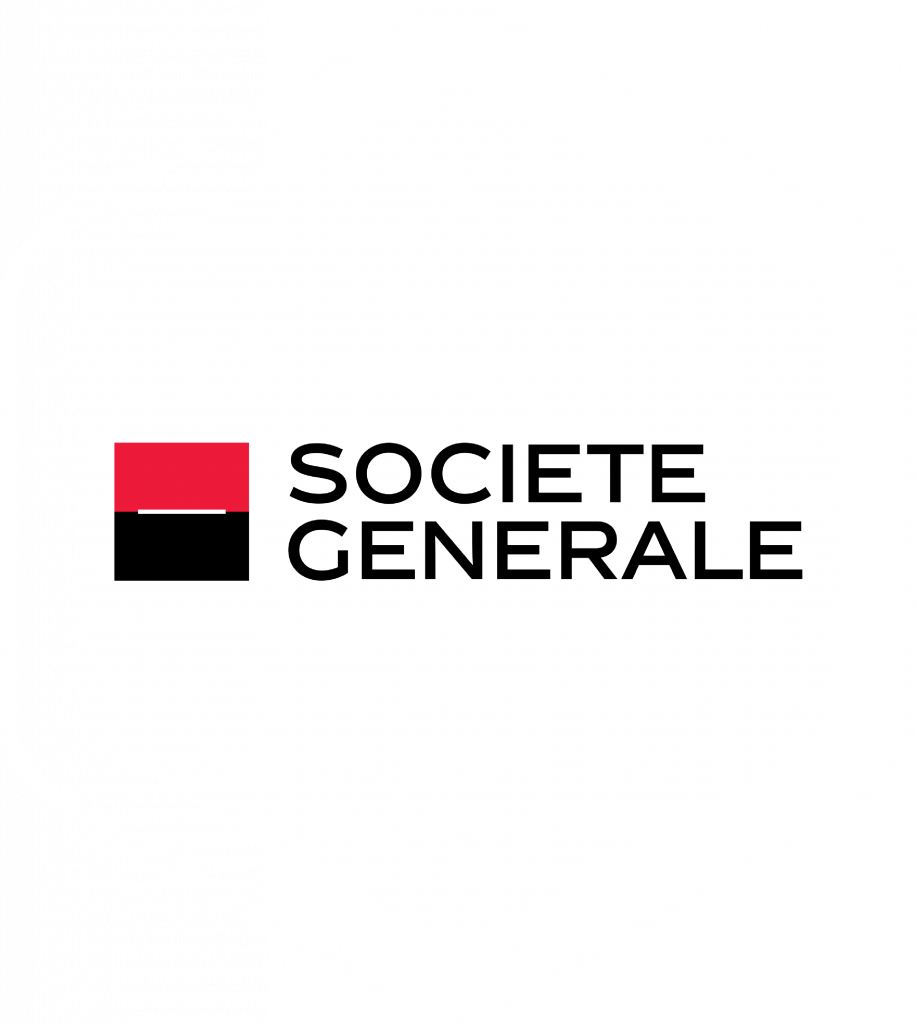 Logo client Société Générale sur forme hexagone blanche